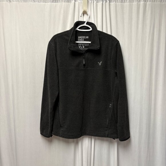 American Eagle Outfitters Fleece Pullover Jacket Mens Size Large Black Casual - Picture 1 of 10